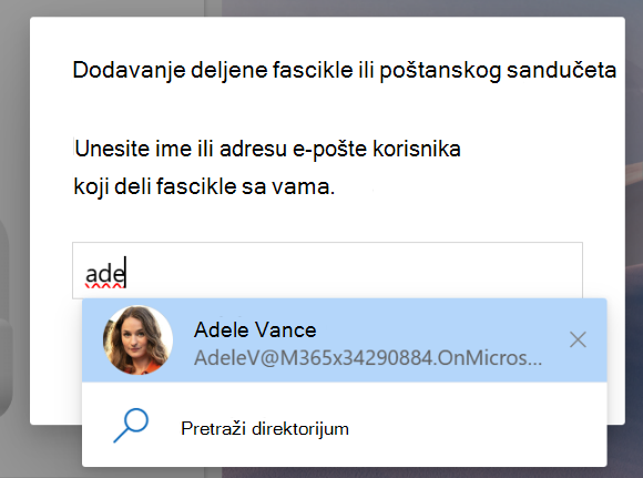 Snimak ekrana o opciji 