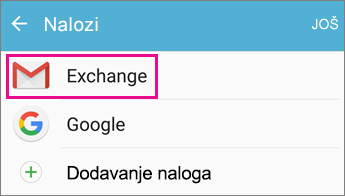 Odaberite svoj nalog