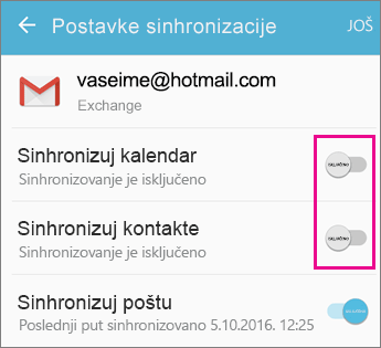 Sinhronizovanje je omogućeno