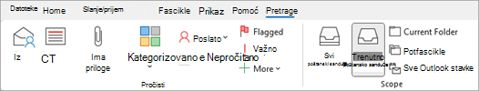 Na traci izaberite stavke priloge da biste potražili stavke koje uključuju datoteke.
