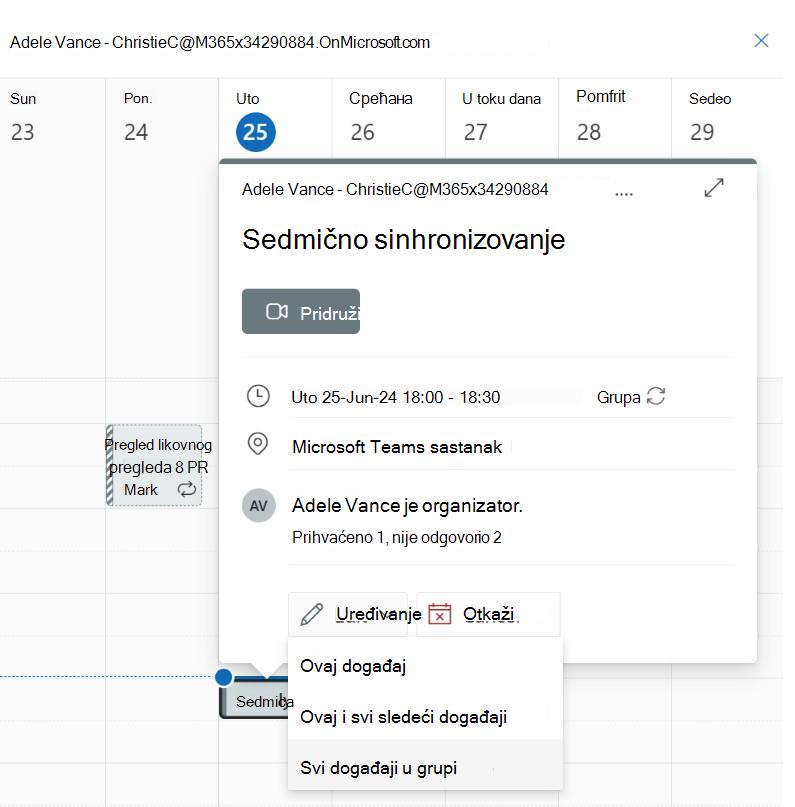 Screenshot showing edit events in series