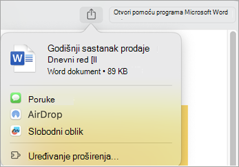 Deljenje datoteke pomoću oznaka tipa datoteke instaliranih na Mac računaru