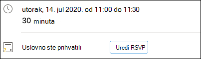 Uređivanje potvrde dolaska u događaj.