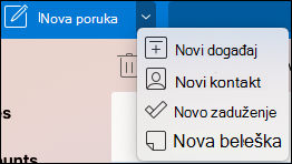 Padajući meni lokacije novog događaja.