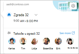 Snimak ekrana dnevne kartice koja prikazuje ko još radi na toj lokaciji