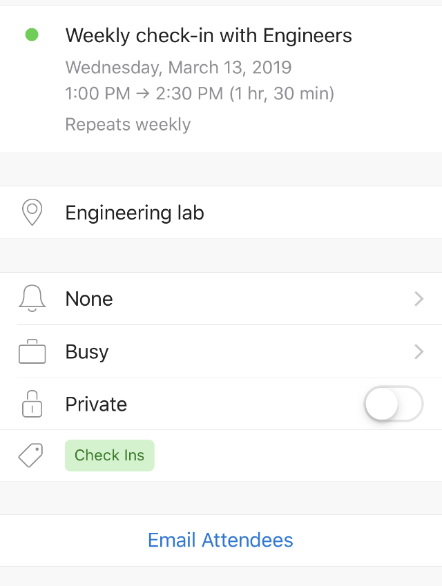 Calendar categories