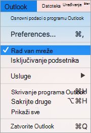 Prikazuje izabranu opciju 