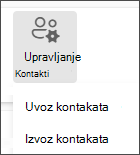 Izaberite kontakte za uvoz iz menija „Upravljanje“