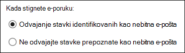 „Nebitna e-pošta“ programa Outlook na vebu