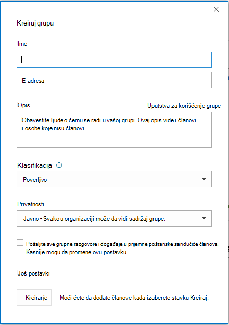 Pravljenje grupe