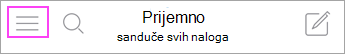 Dodirnite da biste otvorili meni koji se može skupiti u uglu