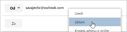 Snimak ekrana opcije 