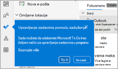 Snimak ekrana koji prikazuje plavo polje za opoziv za učenje.