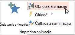 Otvaranje okna „Animacija“