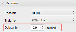 PowerPoint for Mac delay timing menu