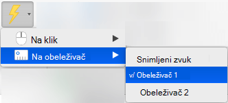Aktiviranje animacije da se reprodukuje na obeleživač