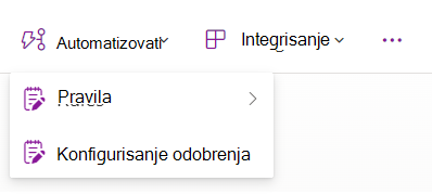 Padajući meni sa opcijom 