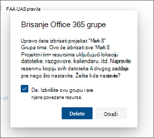 Potvrda brisanja sajta
