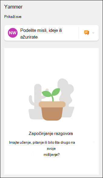 Pregled veb segmenta Yammer.