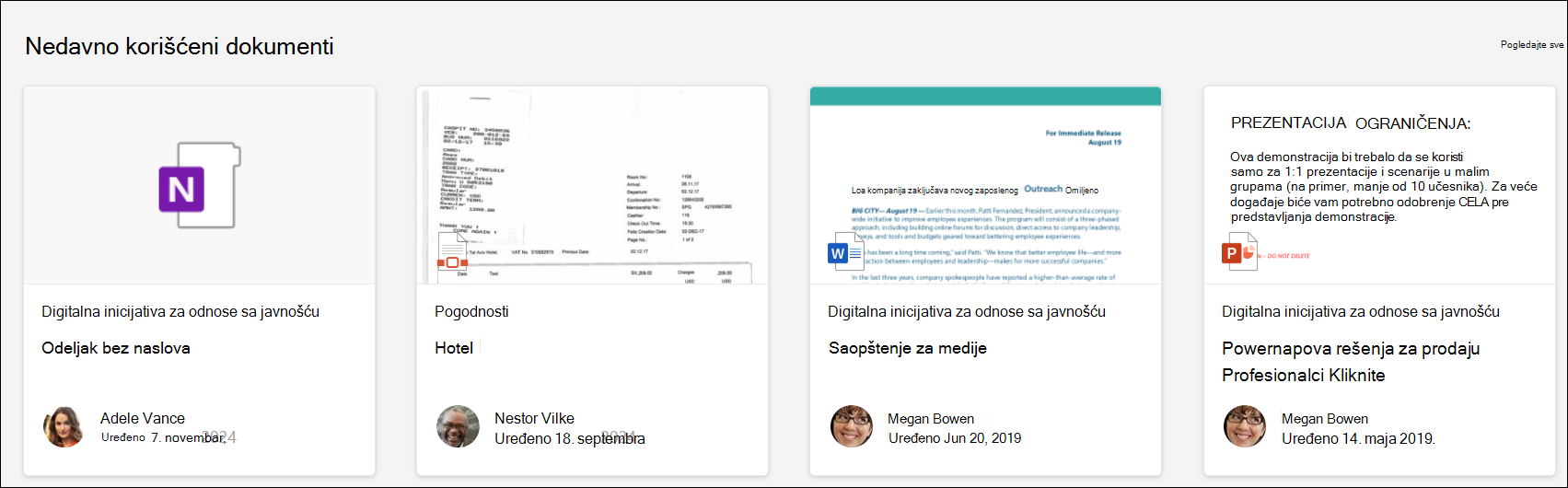 Istaknuti veb segment sajta čvorišta