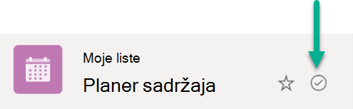 Ovaj simbol ukazuje na to da je lista sinhronizovana između skladišta u oblaku i Windows uređaja.