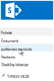 Dugme „Poštansko sanduče“ na traci za brzo pokretanje