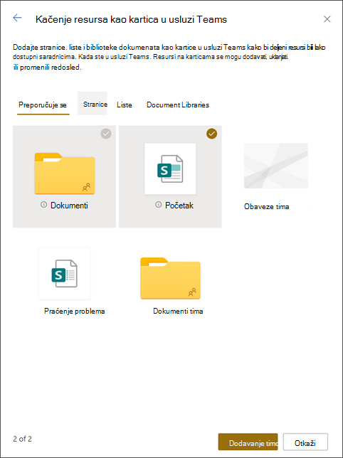 Kačenje resursa na kartice