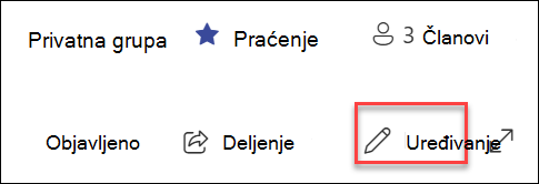 Pregled dugmeta za uređivanje SharePoint stranice