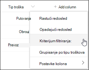 Opcija menija 