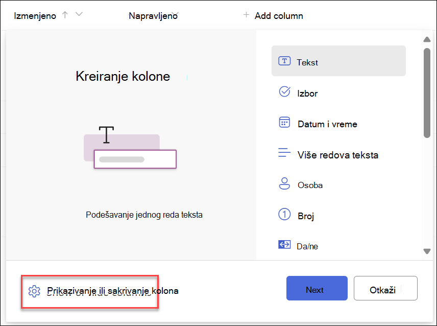 Snimak ekrana izabrane stavke 