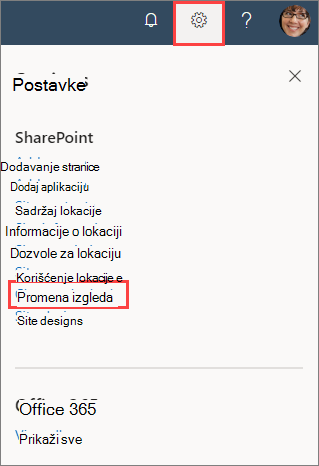 Slika okna sa postavkama lokacije