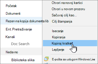 Kliknite desnim tasterom miša na stavku 