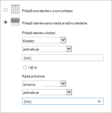 Filtrira koristeći [Ja]