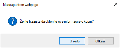 Remove link confirmation dialog box