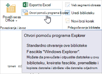 SharePoint 2016 Otvori pomoću programa Explorer u programu IE11