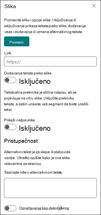 Okvir sa alatkama veb segmenta slike