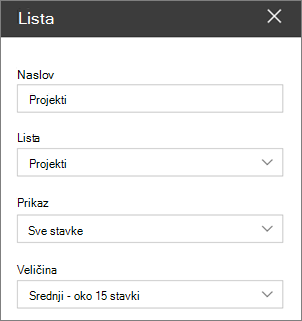 List web part settings