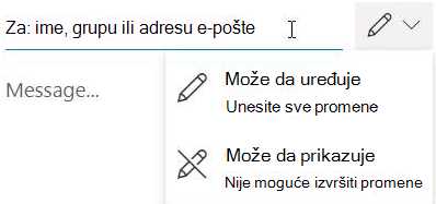Izaberite ikonu olovke da biste primaocima dali dozvolu za uređivanje ili samo za čitanje.