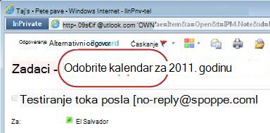 Obaveštenje o zadatku sa pozvanim tekstom „Odobrite“
