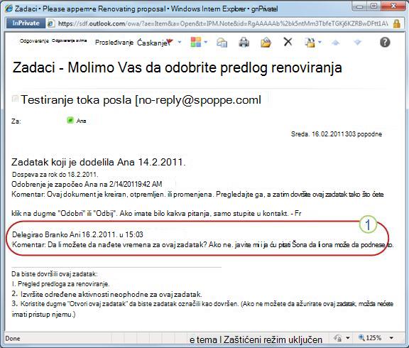 Obaveštenja o zadatku za ponovno dodeljen zadatak