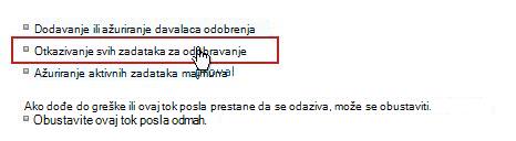 Veza „Otkaži sve zadatke“