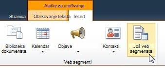 Klik na dugme „Još veb segmenata“