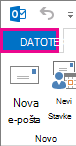 Snimak ekrana levog odeljka trake programa Outlook sa izabranom stavkom „Datoteka“