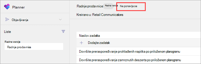 Snimak ekrana opcije 