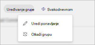 Snimak ekrana koji prikazuje opcije uređivanja grupa za objavljenu grupu lista zadataka.