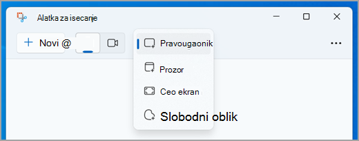 Izbor režima za isečak slike u alatki za isecanje.