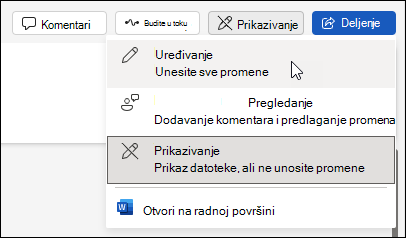 Promena prikaza u prikaz za uređivanje u programu Word za veb