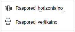 Snimak ekrana koji prikazuje opcije horizontalnog i vertikalnog poravnavanja iz stavke 