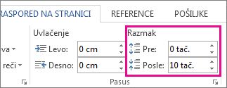 Razmak između pasusa