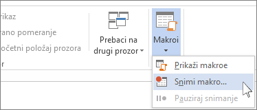 Komanda „Snimi makro“